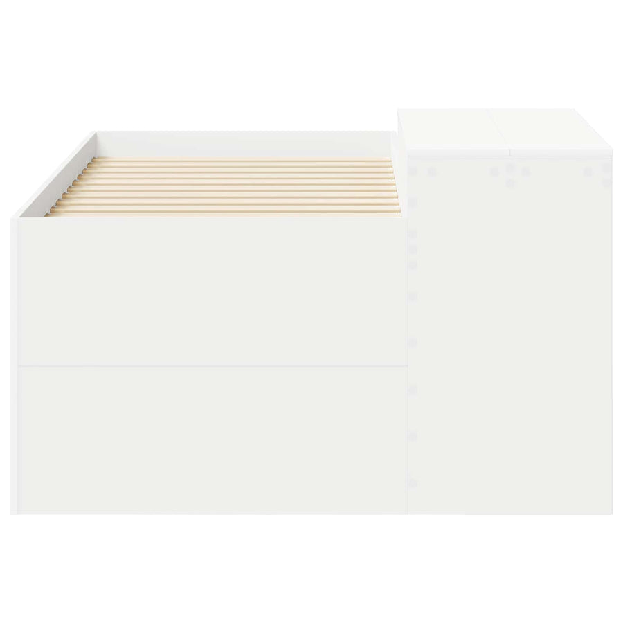 Hoge Bed Frame met Bureau voor Kinderen Wit Bewerkt hout
