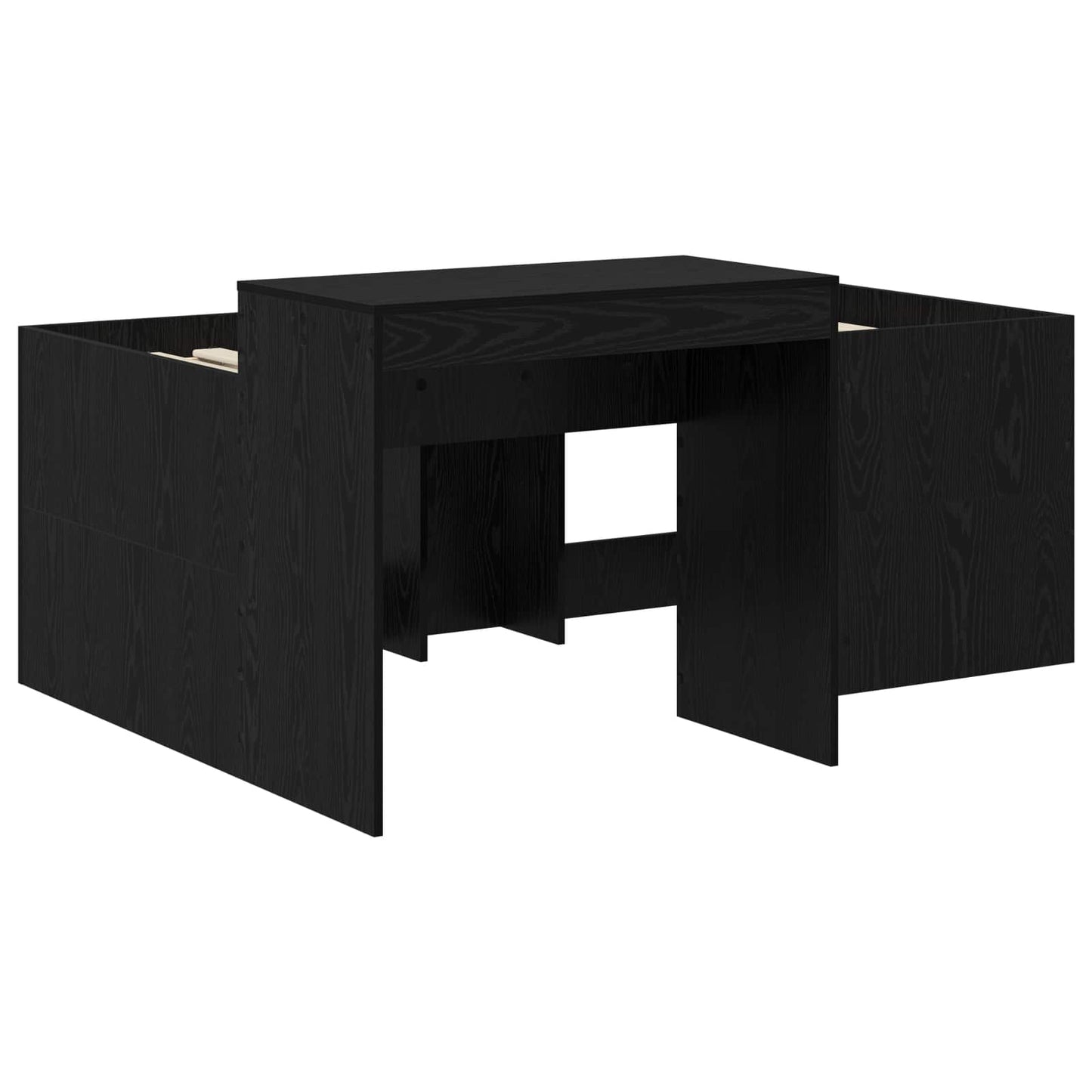 Hoge Bed Frame met Bureau voor Kinderen Zwart Bewerkt hout