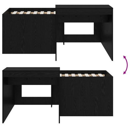 Hoge Bed Frame met Bureau voor Kinderen Zwart Bewerkt hout