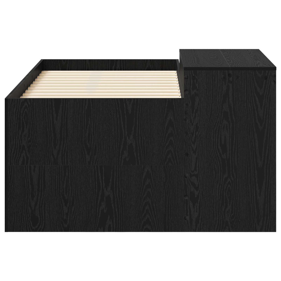 Hoge Bed Frame met Bureau voor Kinderen Zwart Bewerkt hout