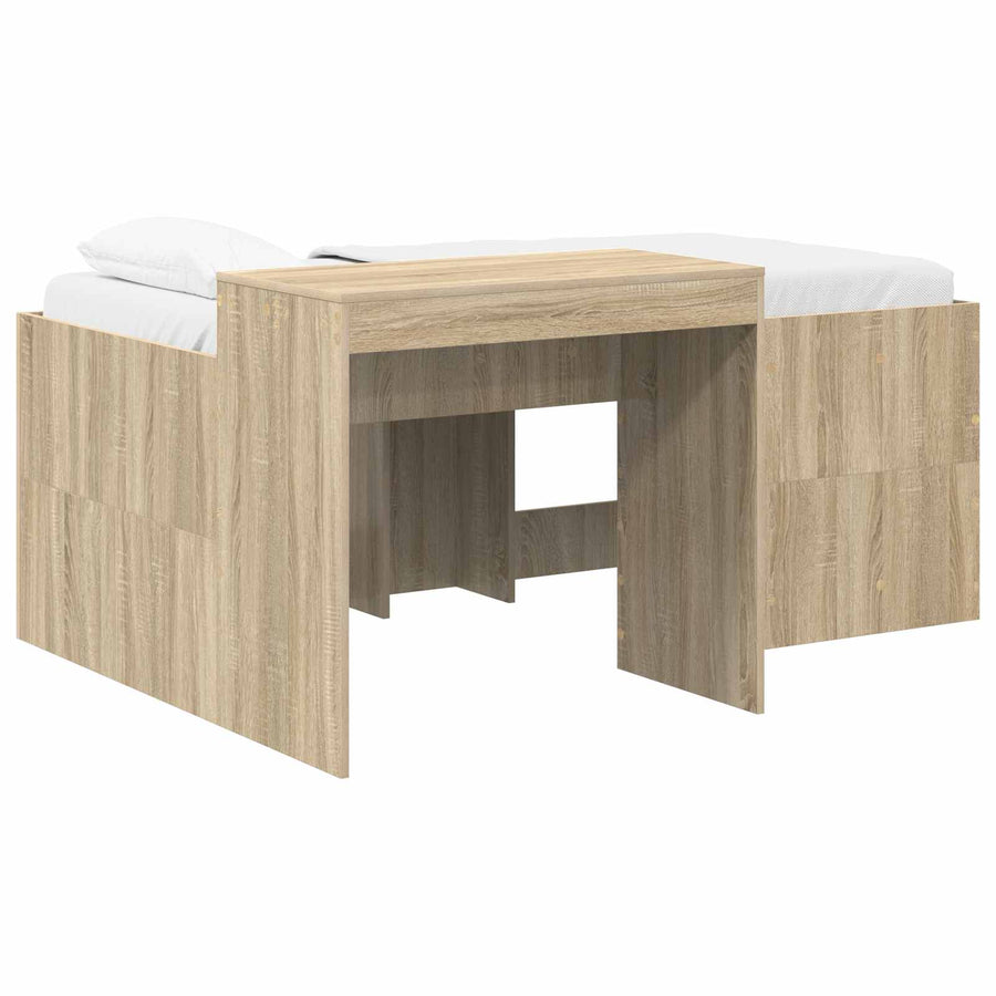 Hoge Bed Frame met Bureau voor Kinderen Sonoma Eiken