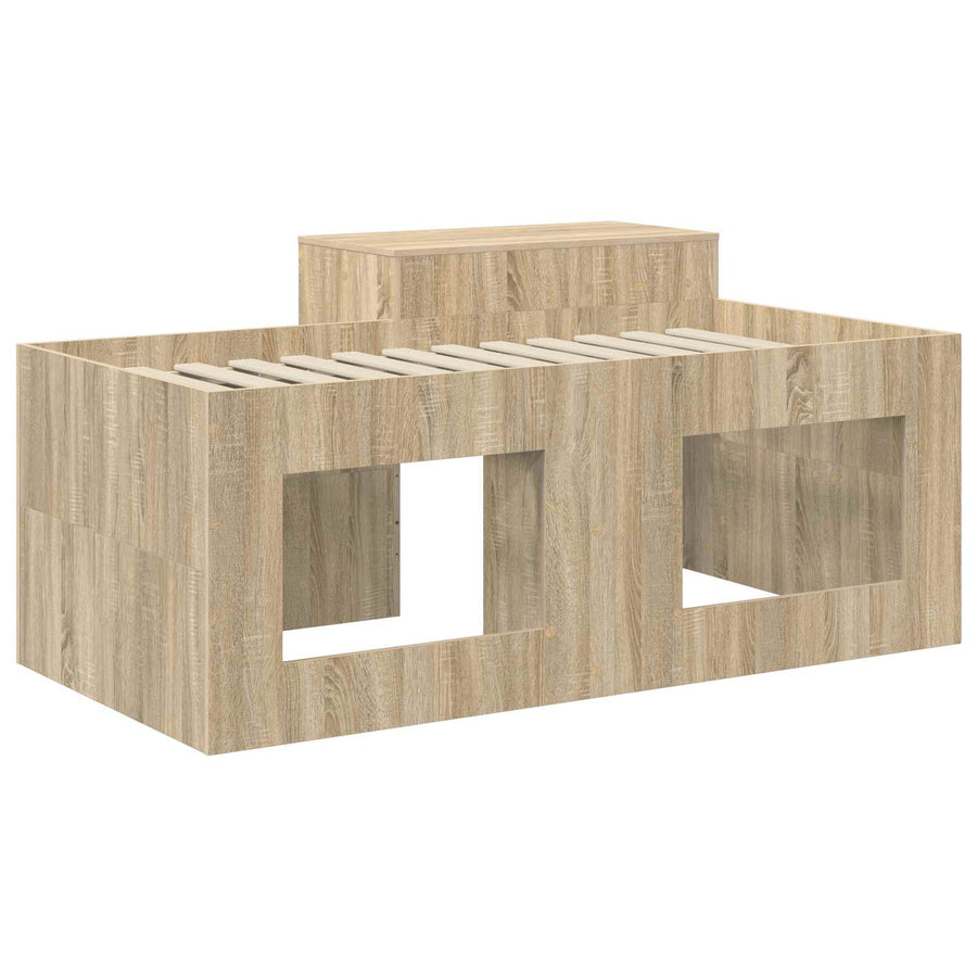 Hoge Bed Frame met Bureau voor Kinderen Sonoma Eiken