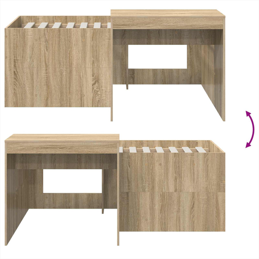Hoge Bed Frame met Bureau voor Kinderen Sonoma Eiken