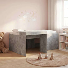 Hoge Bed Frame met Bureau voor Kinderen Betongrijs Bewerkt hout