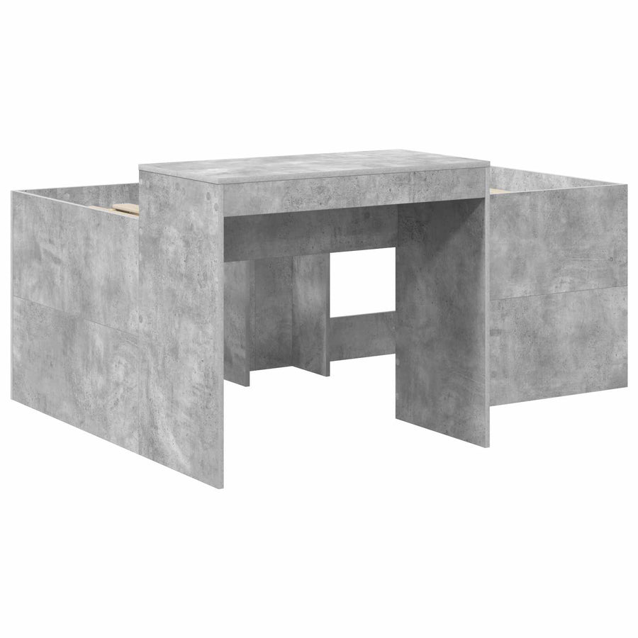 Hoge Bed Frame met Bureau voor Kinderen Betongrijs Bewerkt hout