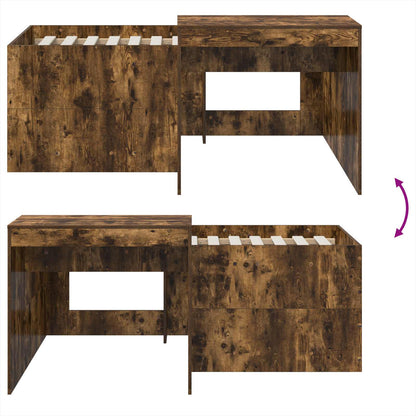 Hoge Bed Frame met Bureau voor Kinderen Gerookt eiken