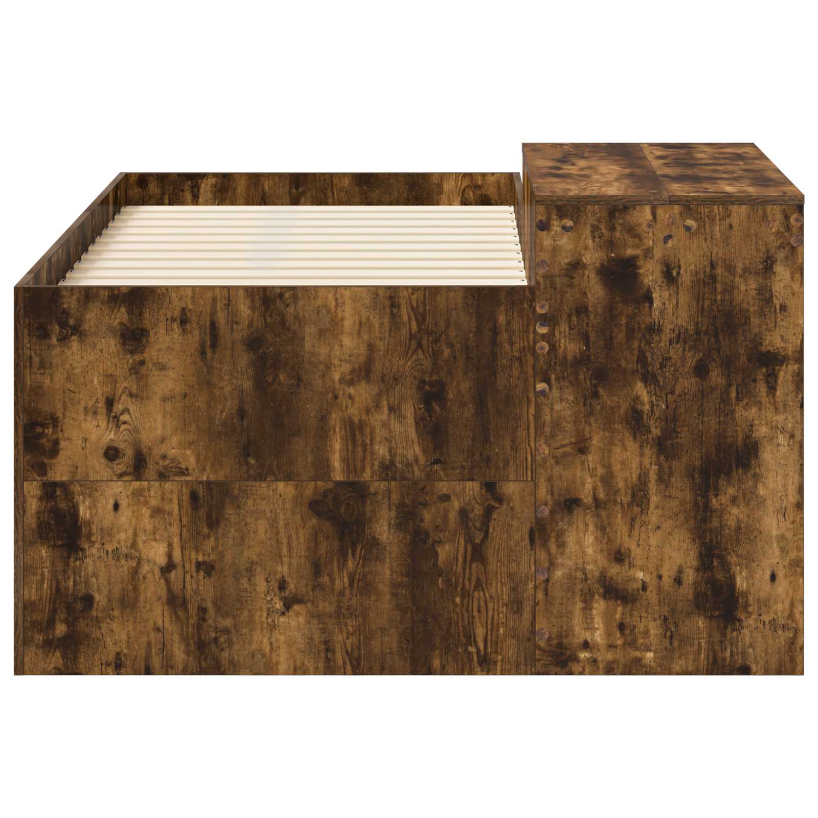 Hoge Bed Frame met Bureau voor Kinderen Gerookt eiken