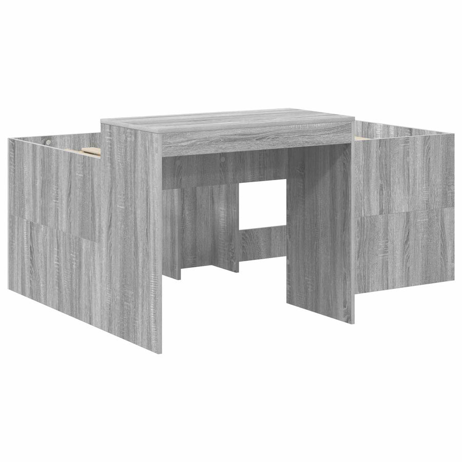Hoge Bed Frame met Bureau voor Kinderen Grijs Sonoma