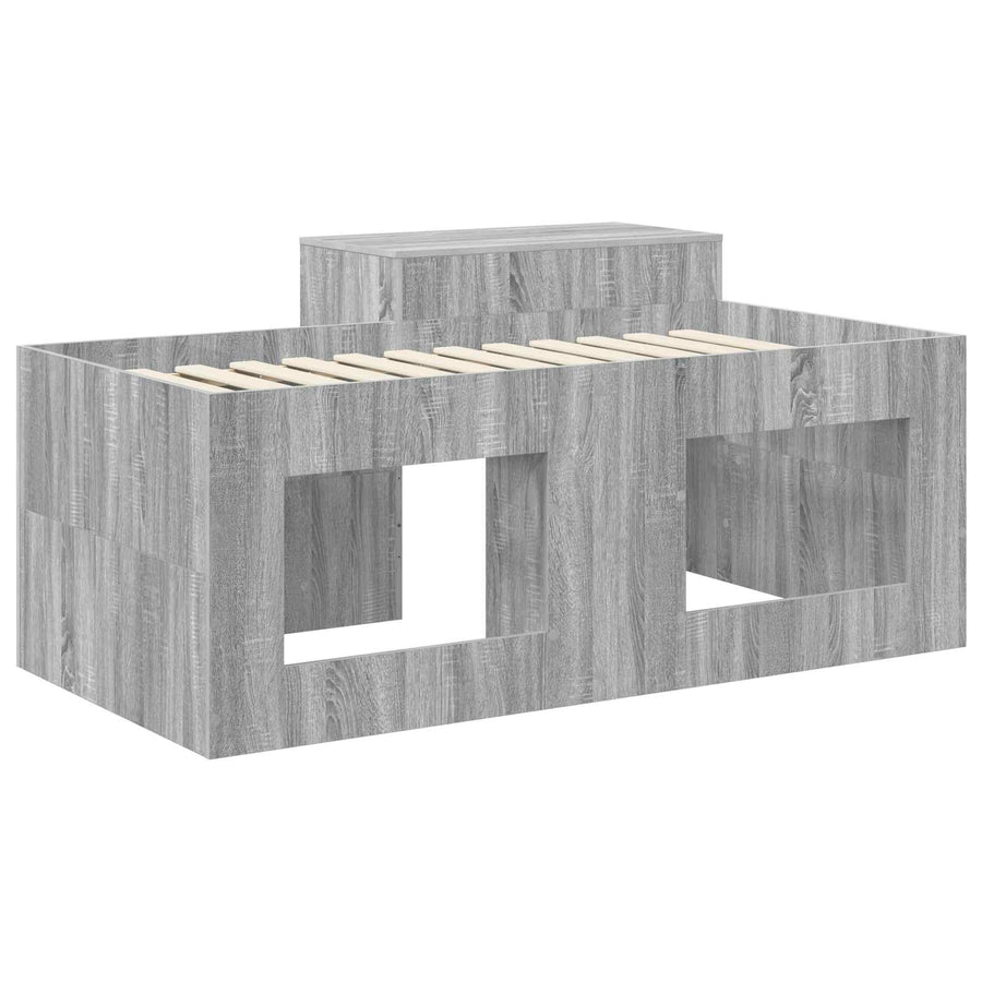 Hoge Bed Frame met Bureau voor Kinderen Grijs Sonoma