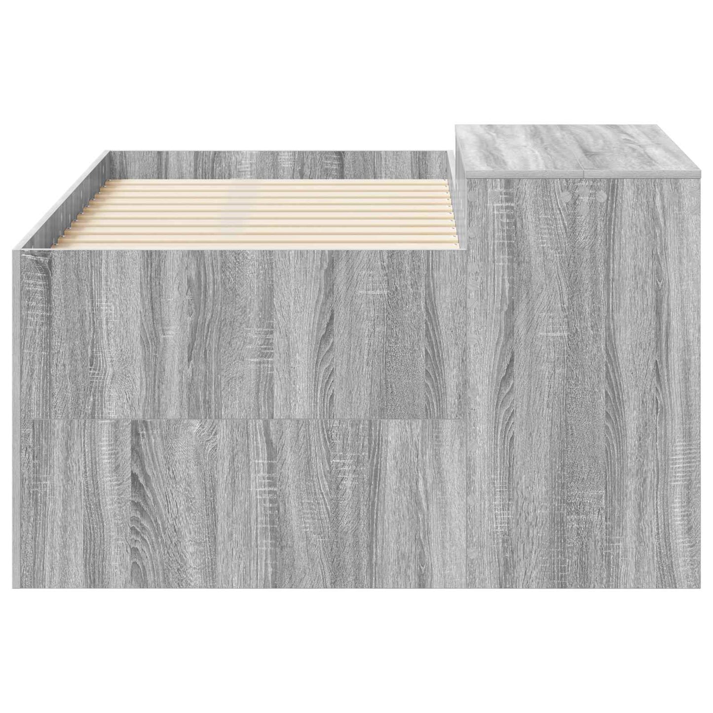 Hoge Bed Frame met Bureau voor Kinderen Grijs Sonoma