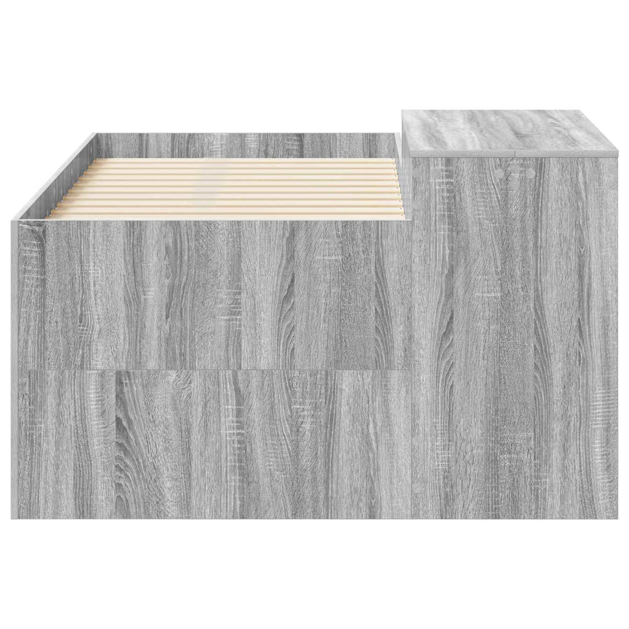 Hoge Bed Frame met Bureau voor Kinderen Grijs Sonoma