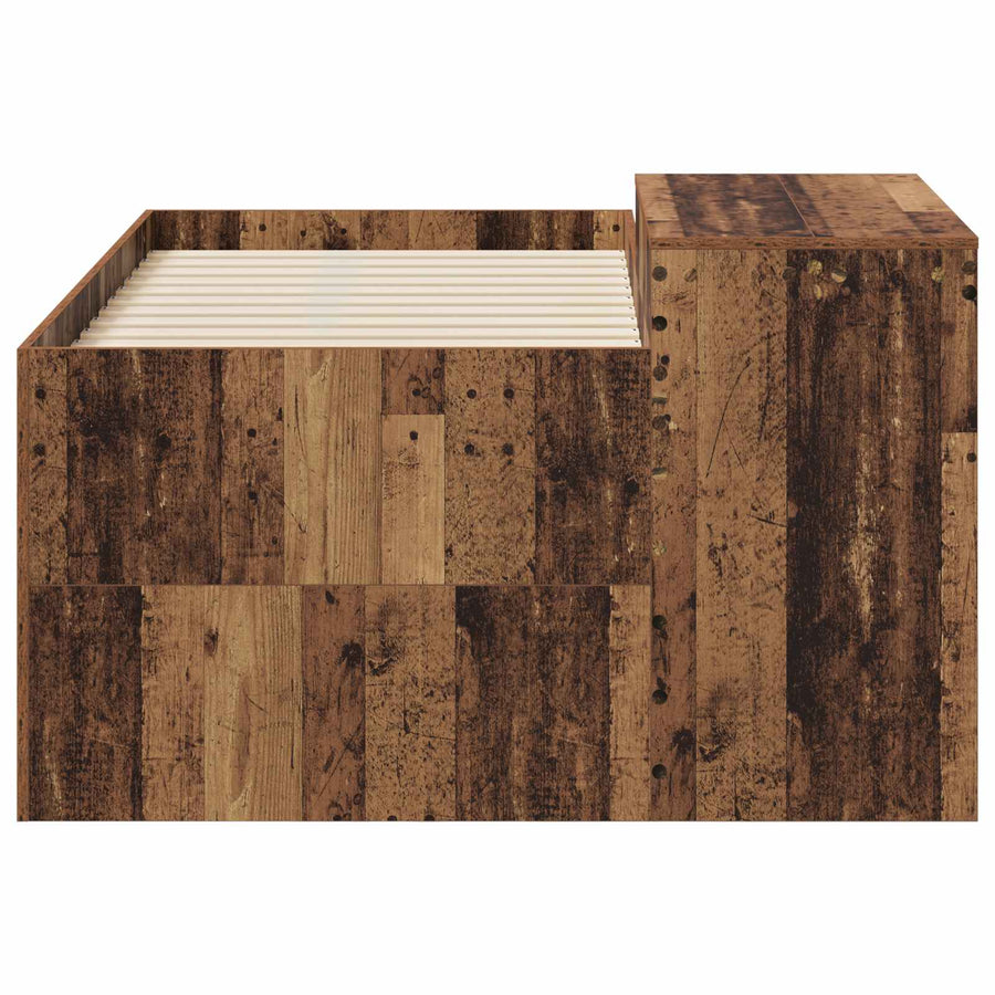 Hoge Bed Frame met Bureau voor Kinderen Oud hout Bewerkt hout