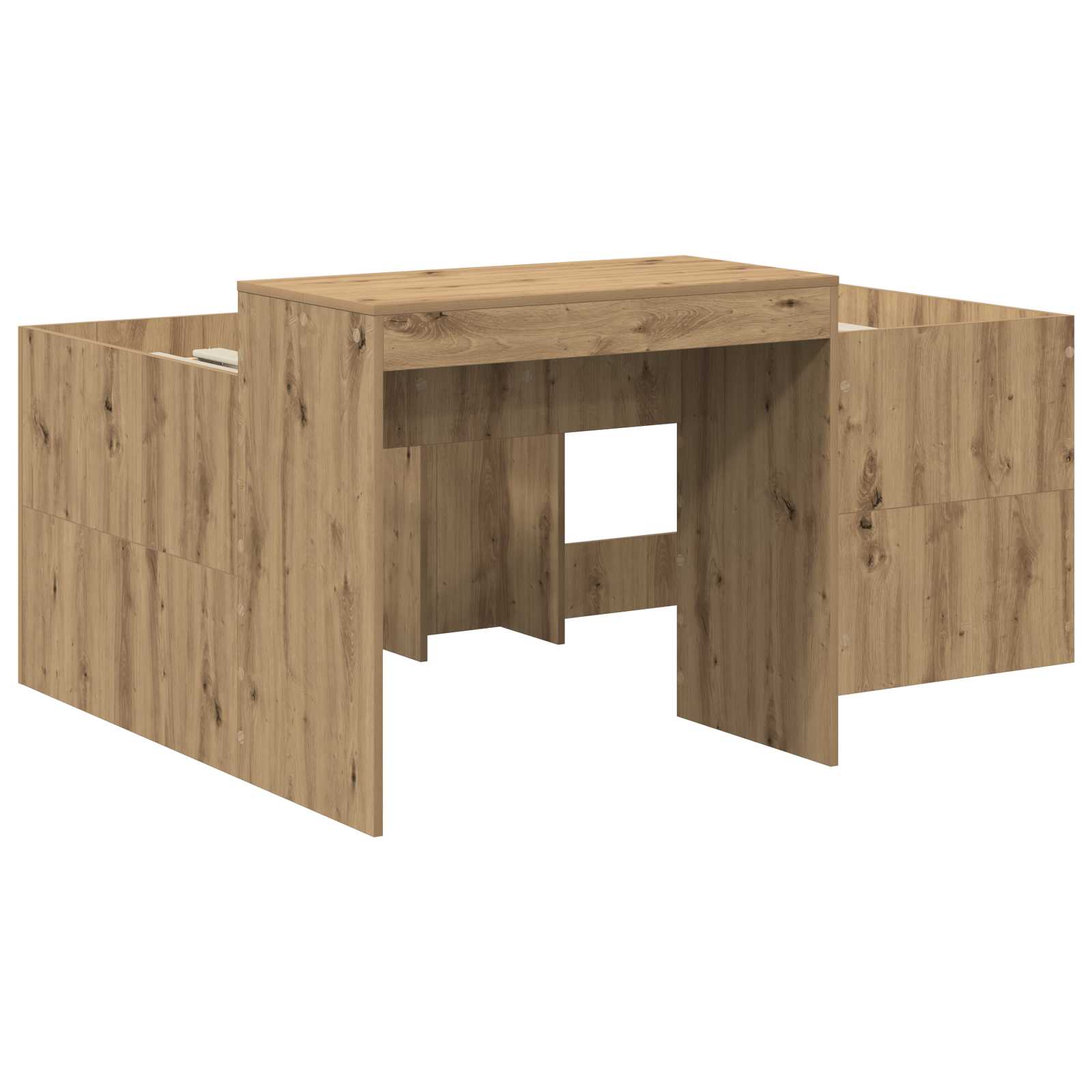 Hoge Bed Frame met Bureau voor Kinderen Artisanaal eiken