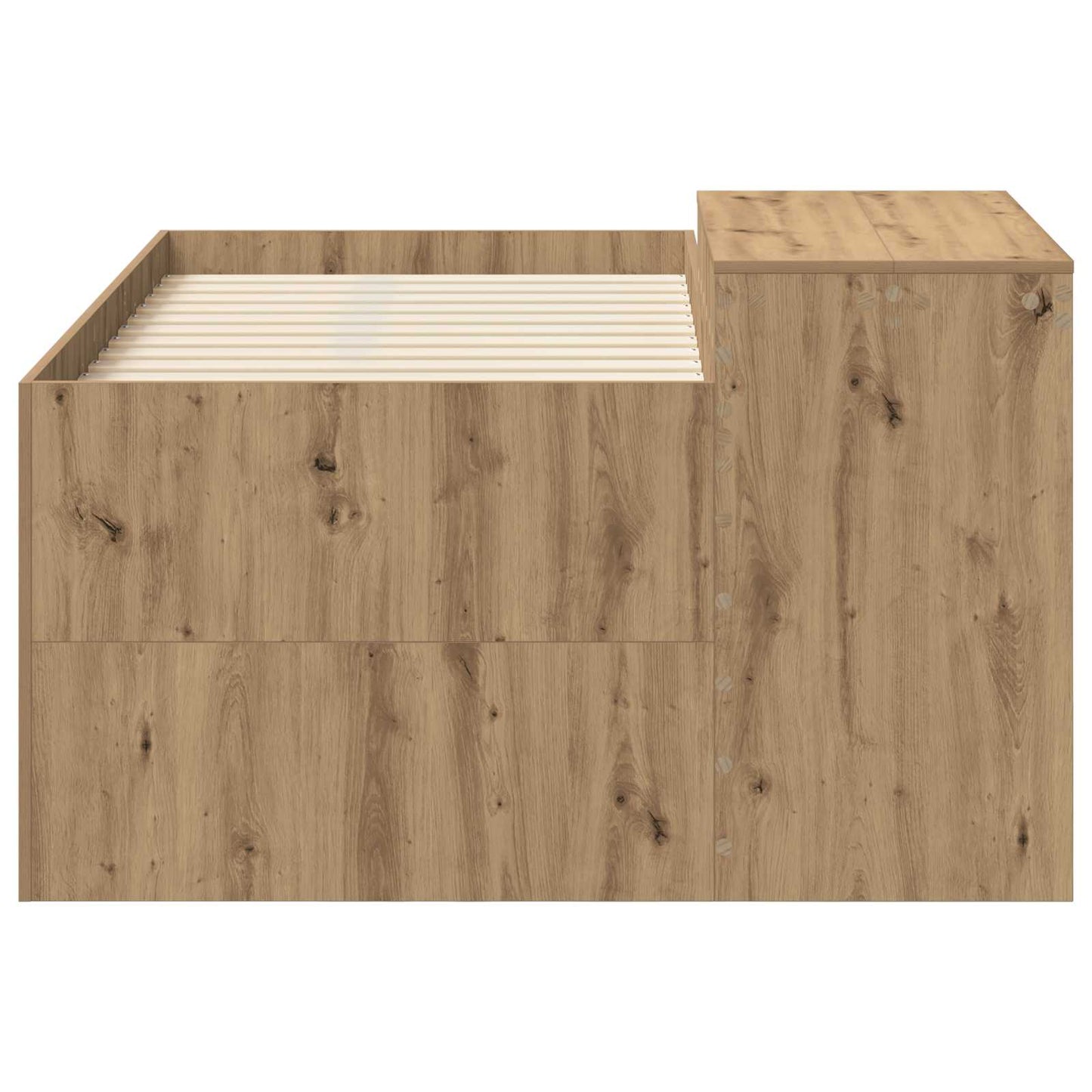 Hoge Bed Frame met Bureau voor Kinderen Artisanaal eiken