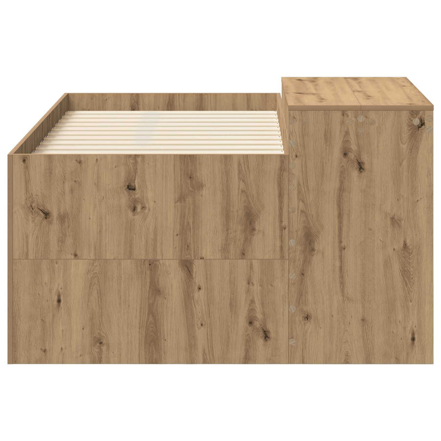 Hoge Bed Frame met Bureau voor Kinderen Artisanaal eiken
