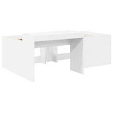 Hoge Bed Frame met Bureau voor Kinderen Wit Bewerkt hout