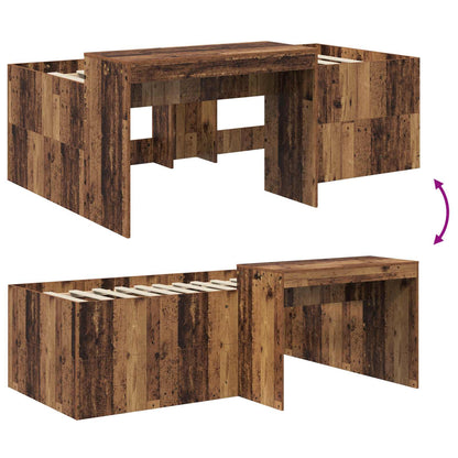 Hoge Bed Frame met Bureau voor Kinderen Oud hout Bewerkt hout