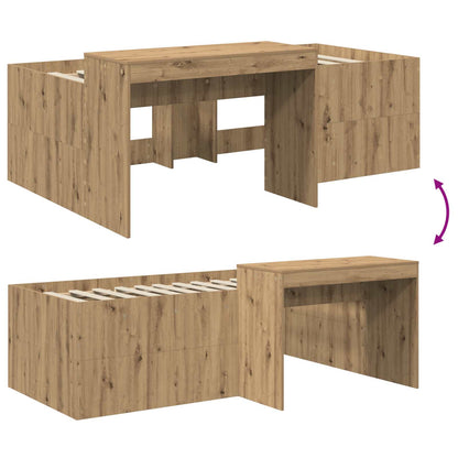 Hoge Bed Frame met Bureau voor Kinderen Artisanaal eiken