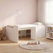 Kinderbed hoog met bureau 75x190 cm wit bewerkt hout
