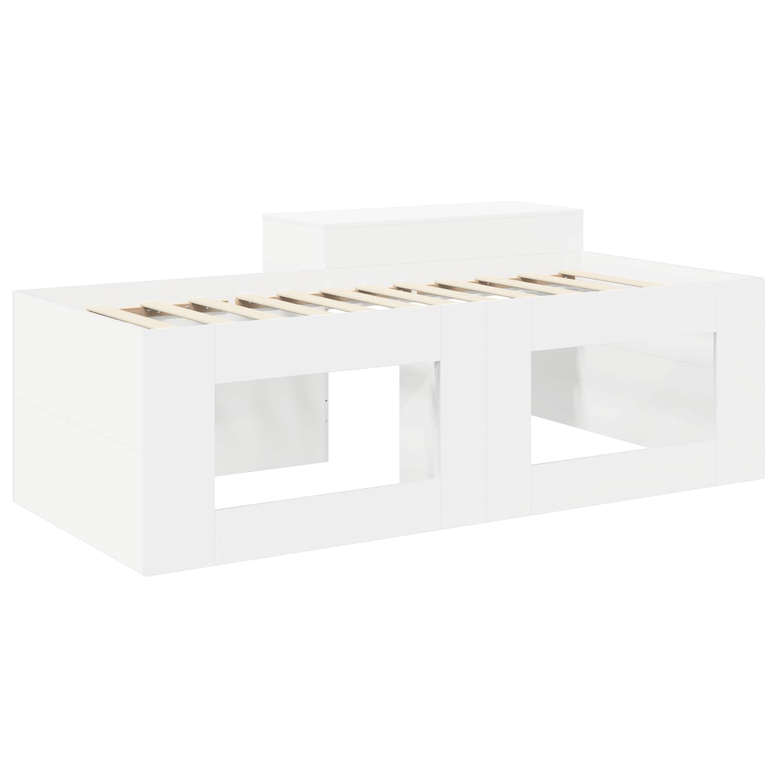 Hoge Bed Frame met Bureau voor Kinderen Wit 75 x 190 cm