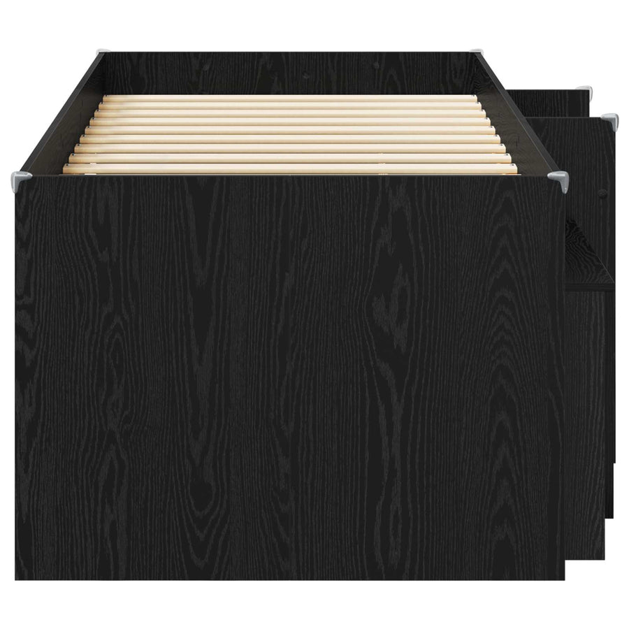 Loft Bed Frame met Kast met opslag 3 st Zwart Bewerkt hout
