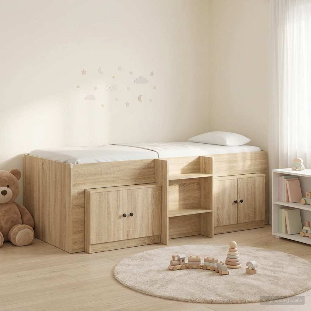 Loft Bed Frame met Kast 3 st Sonoma Eiken Bewerkt hout