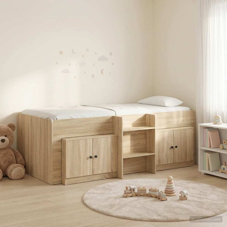 Loft Bed Frame met Kast 3 st Sonoma Eiken Bewerkt hout