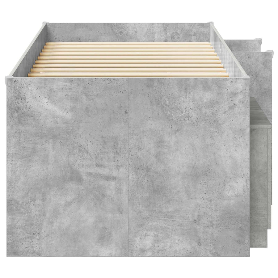 Loft Bed Frame met Kast met opslag 3 st Betongrijs Bewerkt hout