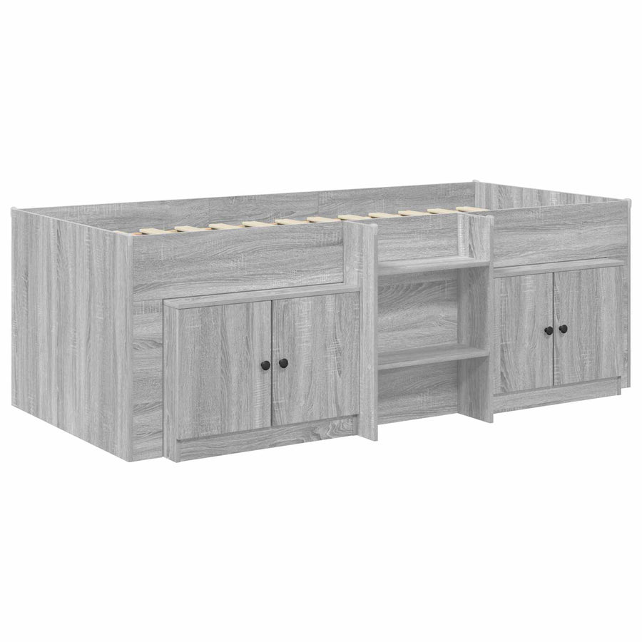 Loft Bed Frame met Kast 3 st Grijs Sonoma Bewerkt hout