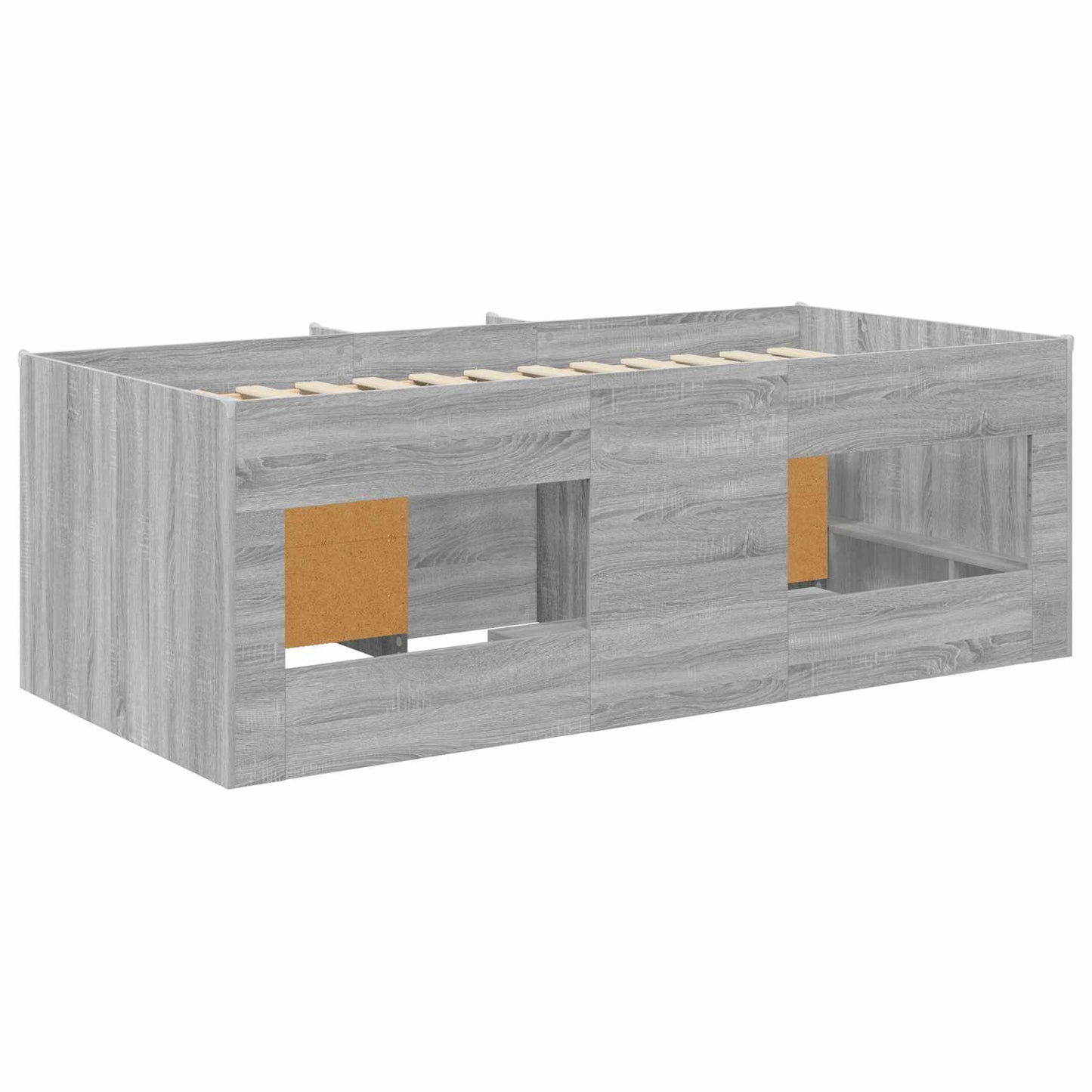 Loft Bed Frame met Kast 3 st Grijs Sonoma Bewerkt hout