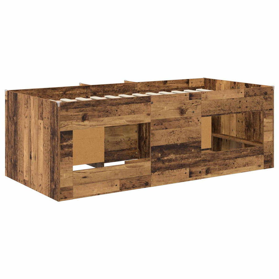 Loft Bed Frame met Kast met opslag 3 st Oud hout Bewerkt hout