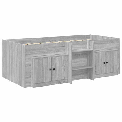 Loft Bed Frame met Kast 3 st Grijs Sonoma Bewerkt hout