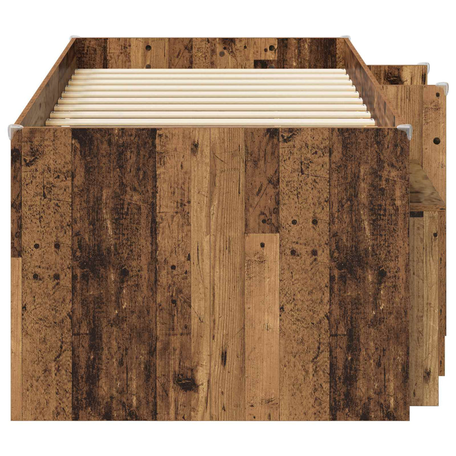 Loft Bed Frame met Kast met opslag 3 st Oud hout Bewerkt hout