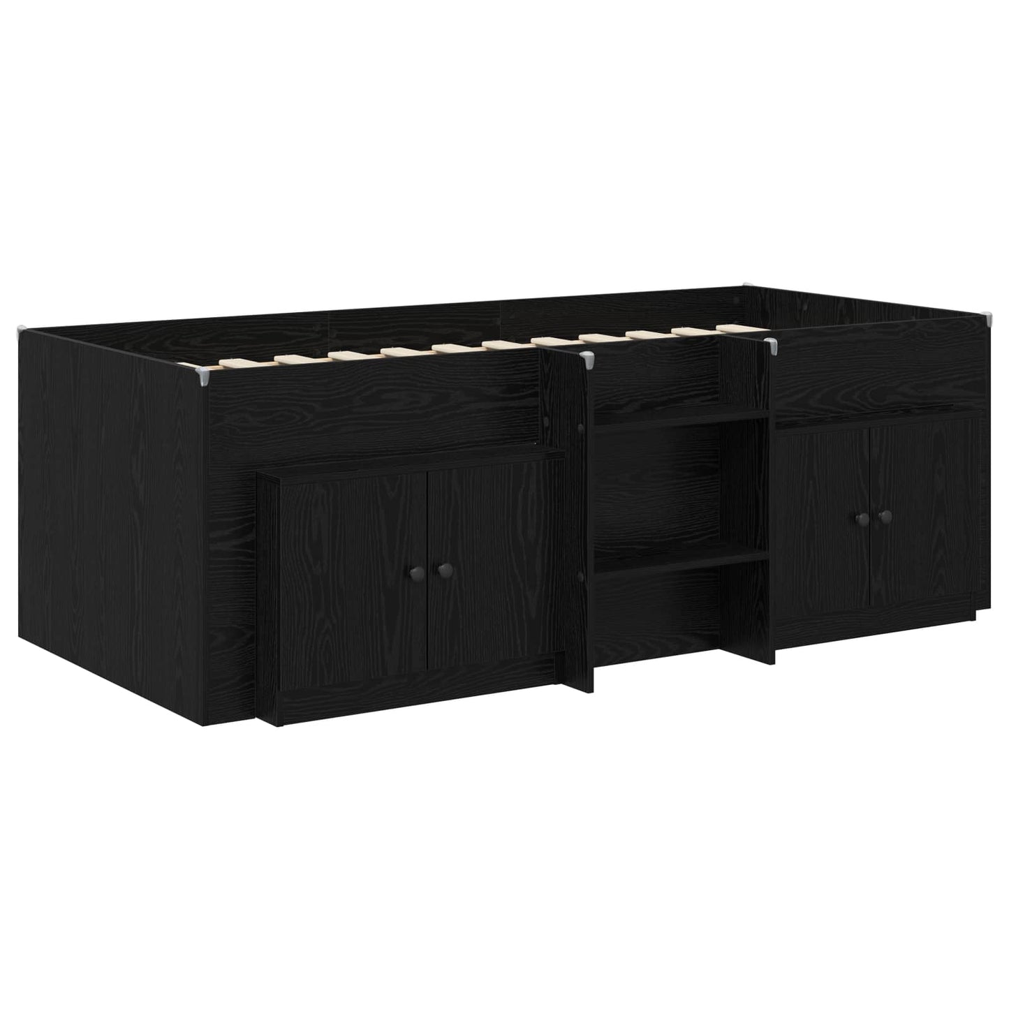 Loftbed frame met kast met opslag 3 st Zwart Bewerkt hout