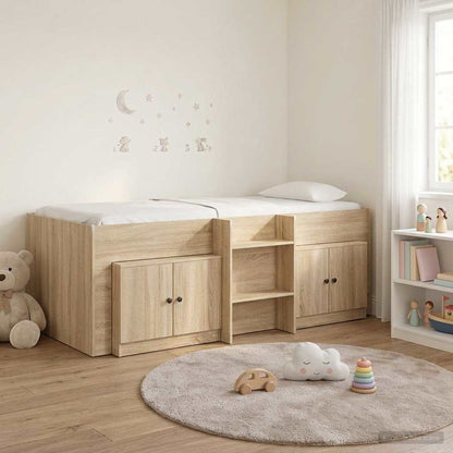 Loftbed frame met kast 3 st Sonoma Eiken Bewerkt hout