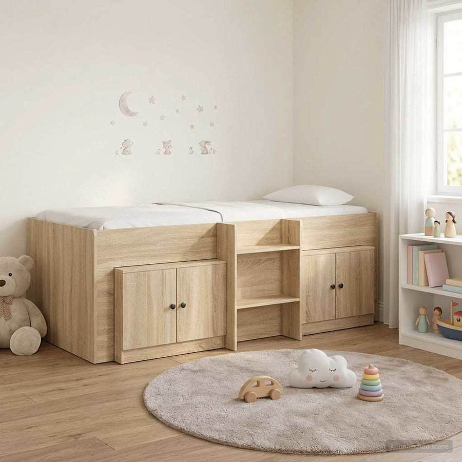 Loftbed frame met kast 3 st Sonoma Eiken Bewerkt hout