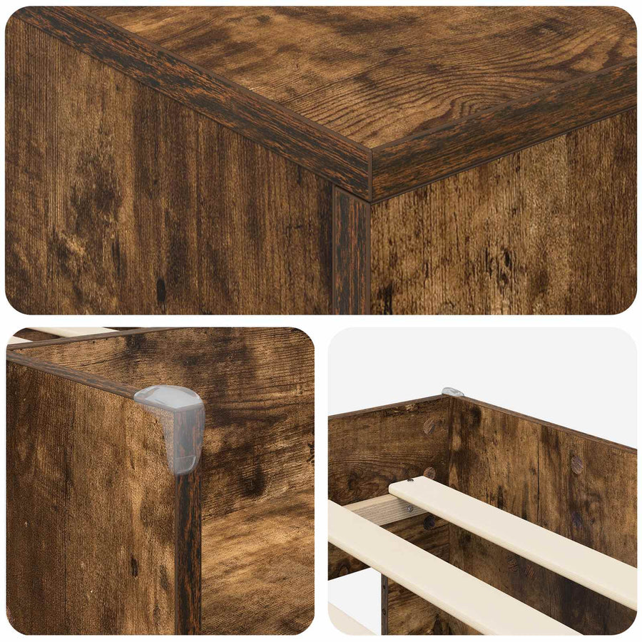 Loftbed frame met kast 3 st Gerookt eiken Bewerkt hout