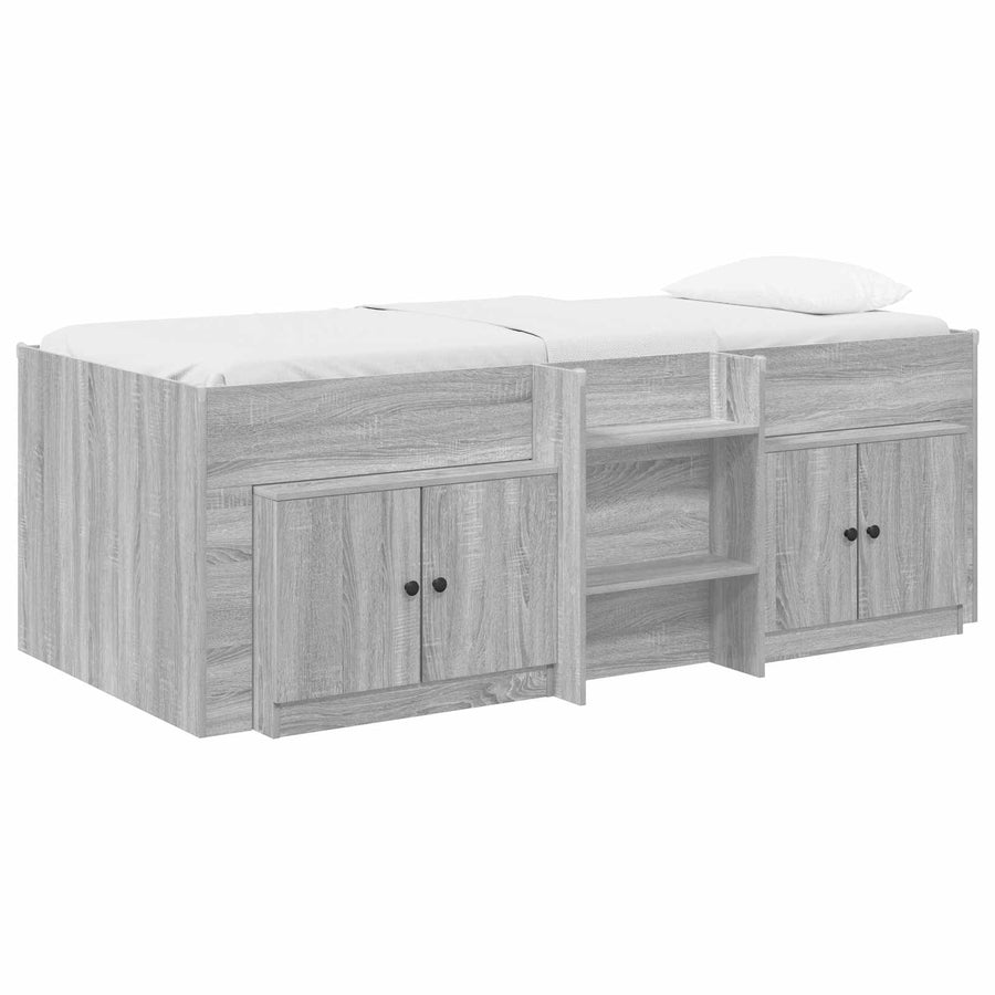 Loftbed frame met kast 3 st Grijs Sonoma Bewerkt hout