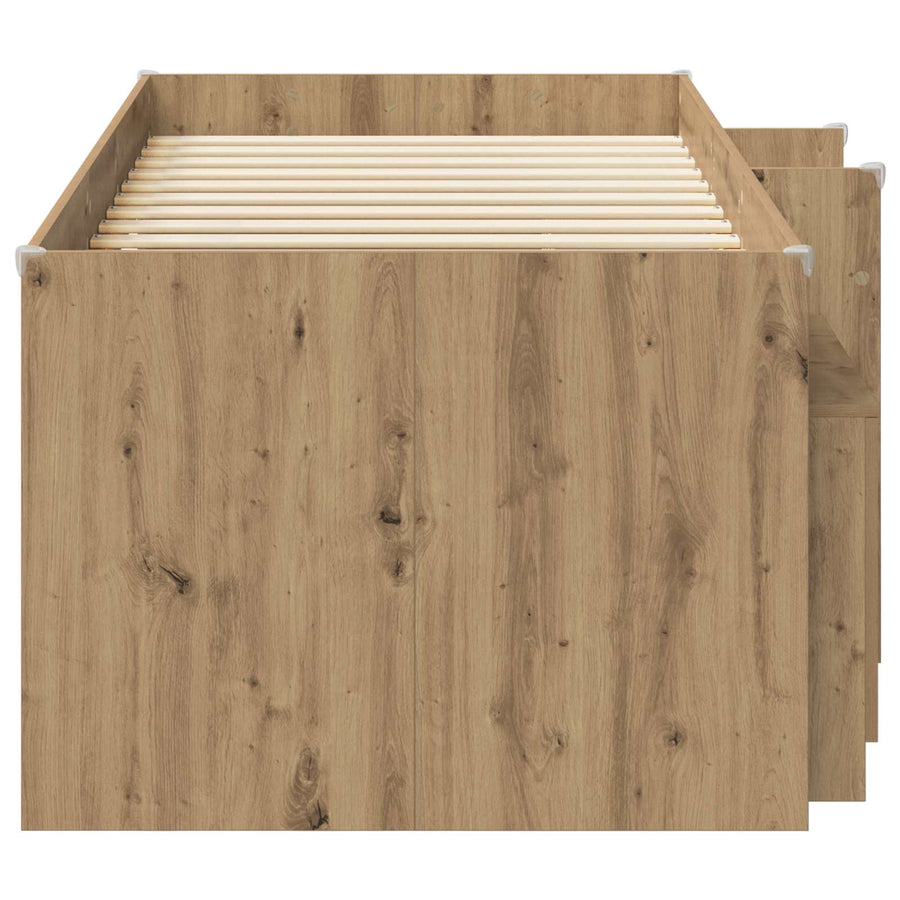 Loftbed frame met kast 3 st Artisanaal eiken Bewerkt hout