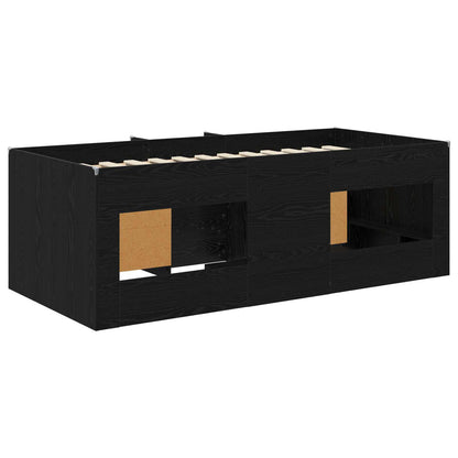 Loft Bed Frame met Kast met opslag 3 pcs Zwart Bewerkt hout