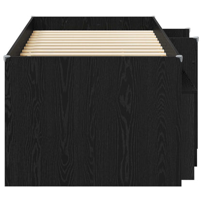Loft Bed Frame met Kast met opslag 3 pcs Zwart Bewerkt hout