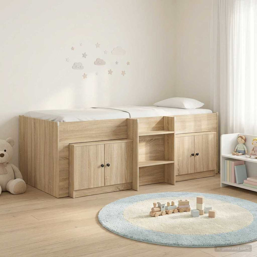 Loft Bed Frame met Kast 3 st Sonoma Eiken Bewerkt hout