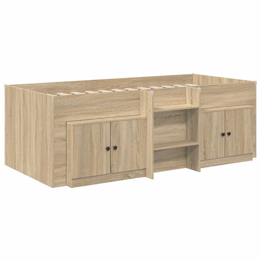 Loft Bed Frame met Kast 3 st Sonoma Eiken Bewerkt hout