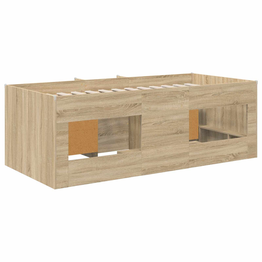 Loft Bed Frame met Kast 3 st Sonoma Eiken Bewerkt hout