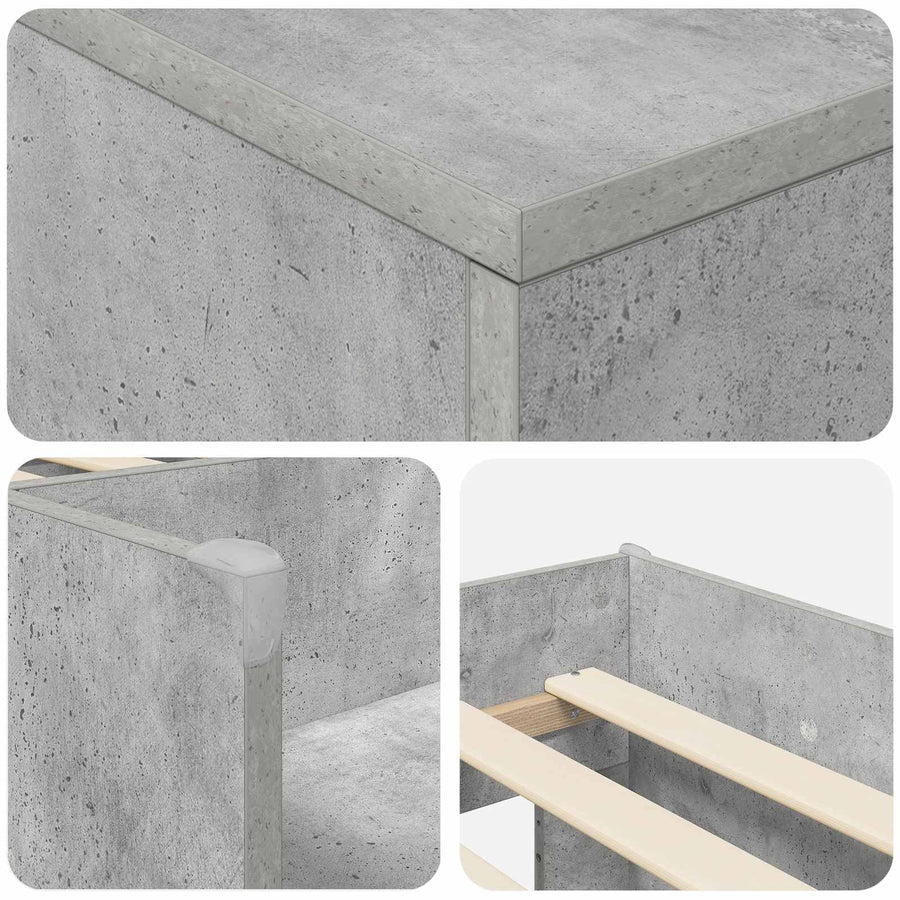 Loft Bed Frame met Kast met opslag 3 st Betongrijs Bewerkt hout