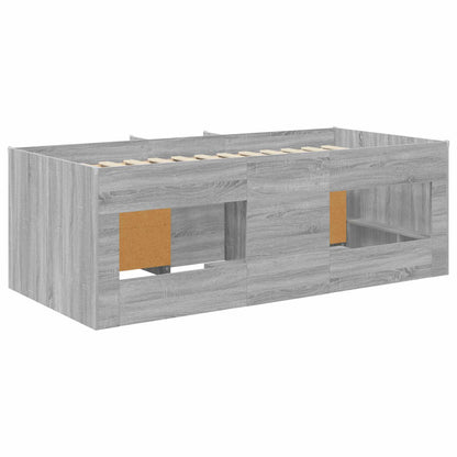 Loft Bed Frame met Kast 3 st Grijs Sonoma Bewerkt hout