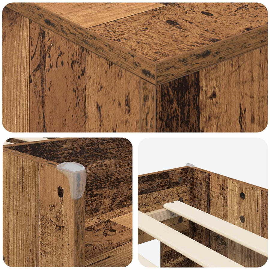 Loft Bed Frame met Kast met opslag 3 st Oud hout Bewerkt hout
