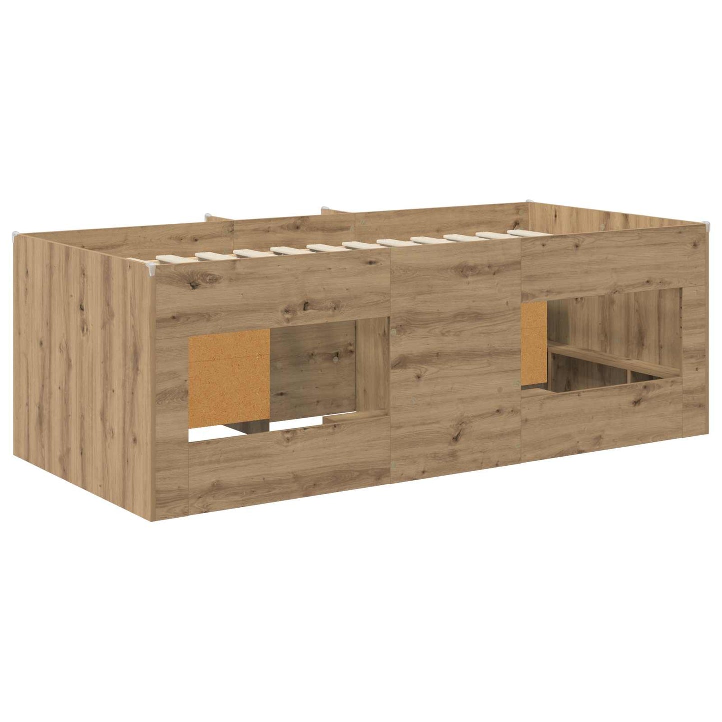 Loft Bed Frame met Kast 3 pcs Artisanaal eiken Bewerkt hout