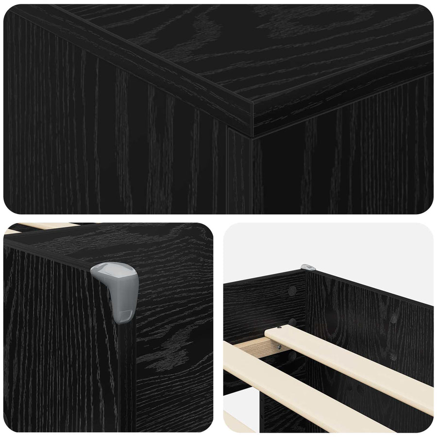 Loft Bed Frame met Kast met opslag 3 st Zwart Bewerkt hout
