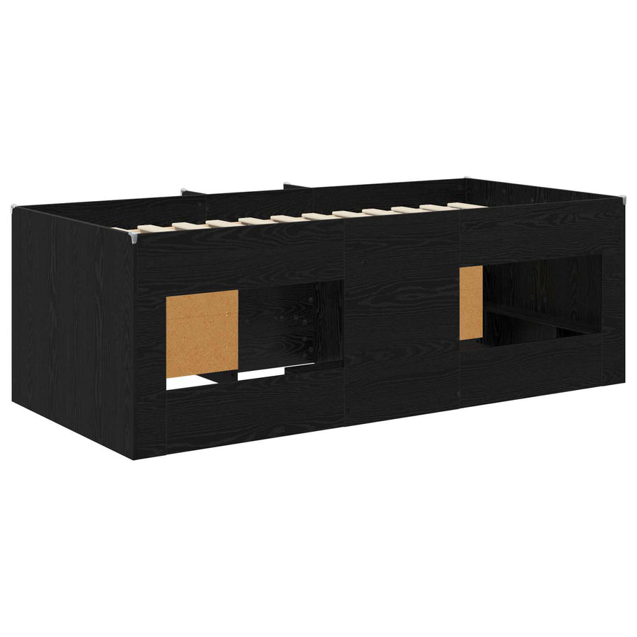 Loft Bed Frame met Kast met opslag 3 st Zwart Bewerkt hout